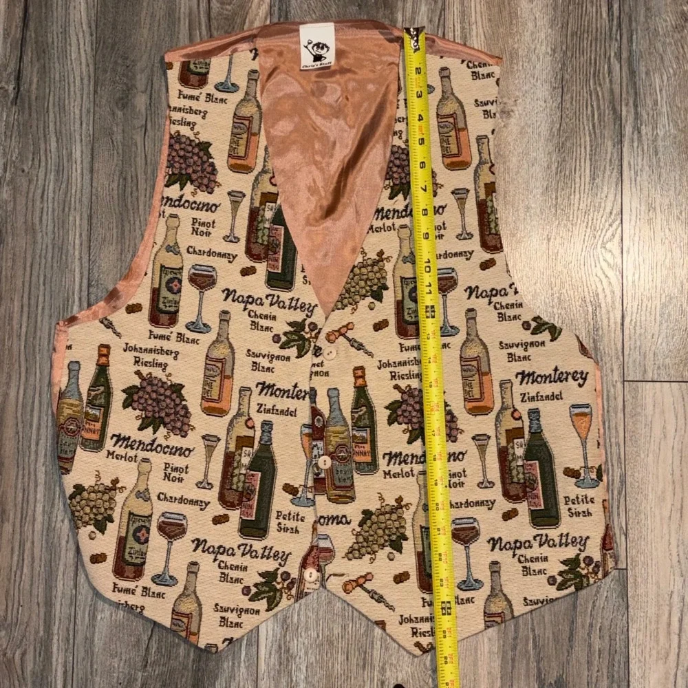 Chris's Stuff Mens Wine Tapestry Vest XL Napa Valley Mendocino Winery Waistcoat